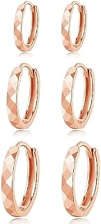 Loutade Silver Hoops Earrings for Women, 3 Pairs 925 Sterling Silver Hoop Earrings Set, Hypoallergenic Silver Sleeper Earrings, Round Silver Huggie Earrings for multiple piercings in 9/11 / 13mm