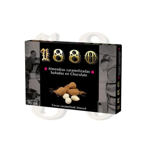 1880 - Amandes Caramélisées enrobées de Chocolat de Qualité Suprême, Gourmandise Typique de Noël, Recette Artisanale, Emballage Individual, à base d'Amandes Sélectionnées, 80 grammes