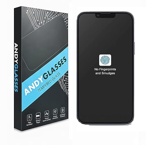 Image of Matte Anti-Glare Tempered Glass Screen Protector Compatible For iphone 13 /13pro /14 (Black) Edge To Edge Full Screen Coverage 9H With Easy Installation Kit,Pack Of 1