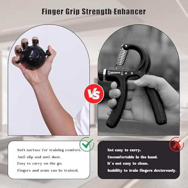 Finger Grip Strengthener, Powered Gear Power Ball Forearm, Finger Strength Trainer, Grip Strength Trainer Ball, Adjustable Hand Grip Strengthener, Silicone Grip Strength Trainer