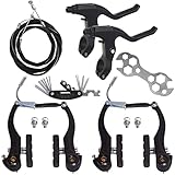 GASHWER Complete Bike Brakes Set, Universal Bike Front and Rear MTB Brake, Inner and Outer Callipers Cables Lever Kit with Multi-Tool Wrenches Black