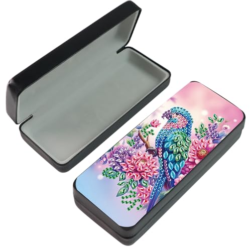 Image of 5D DIY Diamond Painting Glasses Case for Adults, Vibrant Parrot Diamond Art Eyeglass Holder, Handmade Diamond Art Sunglass Storage Box, Art Craft Gift for Adults, Travel Eyewear Case