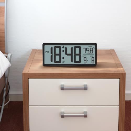 14" Auto Set Digital Clock, Auto DST Wall/Desktop Clock Battery Operated - image 7