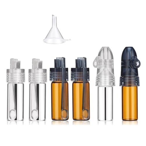 LWLWA Set di 7 attrezzi in polvere per spezie, mini spargispezie con imbuto, piccolo cucchiaio, portatile, in vetro, piccolo contenitore per borse, spezie, set per conservare le spezie in polvere