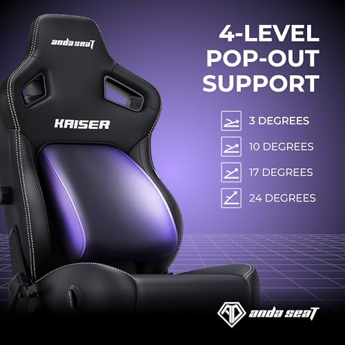 Anda Seat Kaiser 4 Large Gaming Chair for Adults - Ergonomic Black PVC Leather Gaming Seat with 6D Armrest, Comfortable Office Chair with Lumbar Support, Heavy Duty Wide Computer Seat - Image 3