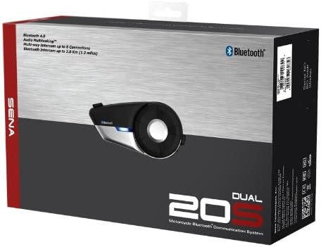 Sena 20S-01D Motorcycle Bluetooth 4.1 Communication System with HD Audio and Advanced Noise Control (Dual)