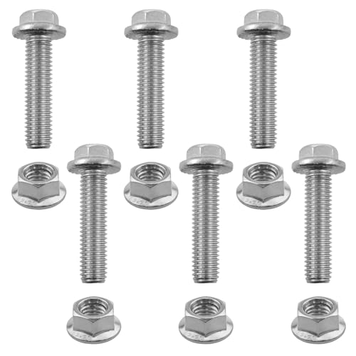 Dsjnf M10x1.5 x 40mm Hexagon Head Exhaust Pipe Hardware kit Stainless Steel Flange Screw Smooth Finish 6set (1.57inch)