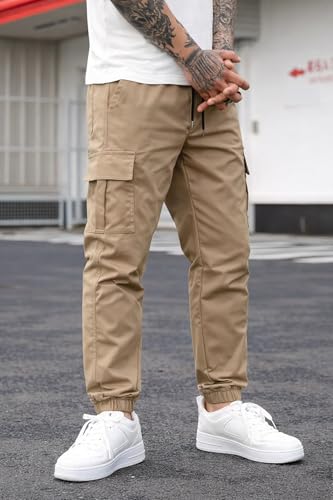 Image of ADBUCKS Men's Regular Fit low Rise Soild Cargos Style Joggers Casual Trousers