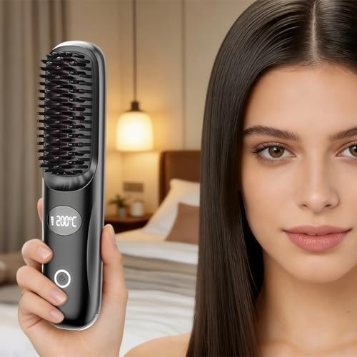 Cepillo alisador de cabello inalámbrico y portátil miniatura 3