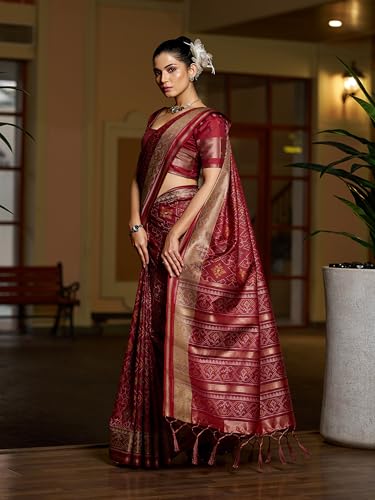 Image of SWORNOF Womens Linen Silk Saree | Saree for Women With Unstitched Blouse | Saree with Blouse Piece | Soft and Skin Friendly