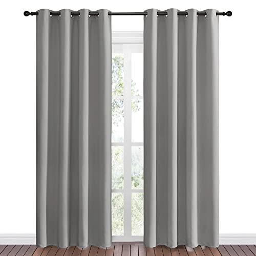 Image of NICETOWN Silver Grey Room Darkening Curtain Panels 86 inch Long for RV, Play Room, Studio, Heat Block Out and Keep Warm Drapes Window Treatment Drapes for Doorway Entryway Patio (55 inch Width, 2 Panels)