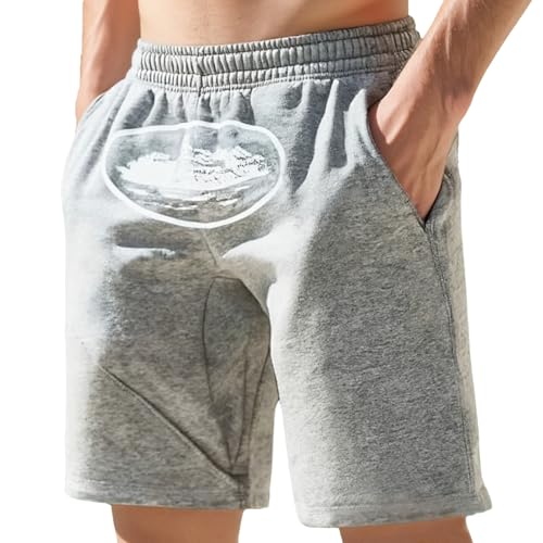 Gefomuofe NOFS - Pantalones cortos cargo, para hombre, con estampado de letras, Y2K, hiphop, moda urbana vintage, holgados, multiusos, pernera ancha, L