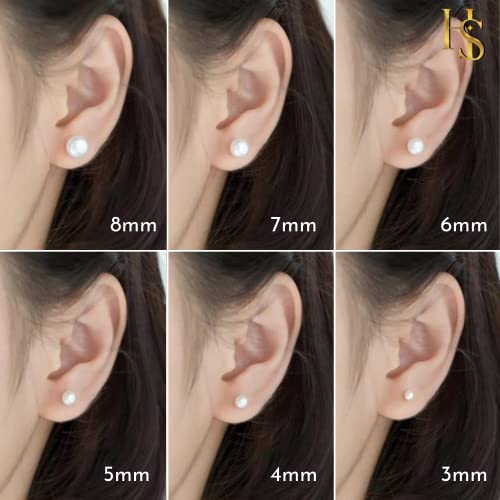 925 Sterling Freshwater Pearl Earrings 8mm Button