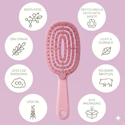 Image of Waterproof Self-Cleaning Plastic Comb Hair Detangling Brush for Curly Hair, Massage, Women's Home Use (Pink)