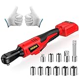 3/8 Inch Cordless Ratchet Wrench for Milwaukee M18 18V Battery - 75Ft-Lbs Brushless Motor Electric Ratchet Set with 0-300RPM Variable Speed,8 Sockets,1/4' and 1/2' Adapters,3' Extension Bar(Tool Only)