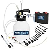 FIRSTINFO A1132NUS Patented 6 Liter Automatic Transmission Fluid Pump ATF Refill Dispenser and Evacuator with 14 Pcs OE-Style ATF Filler Adapters + Hanging Hook & 360-degree Air Inlet