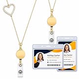 Cordón retráctil chapado en oro con 2 soportes de identificación para mujer, cadena de moda, collar con nombre (corazón)