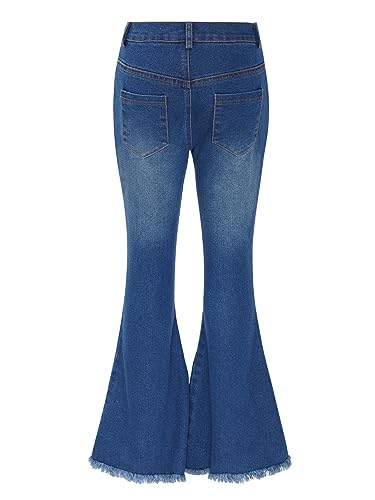 XUNZOO Kids Girls Ripped Flared Jeans Bell-Bottom Denim Pants High Waist Wide Leg Denim Jeans Trousers2