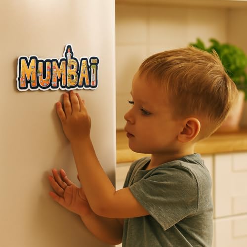 Image of Naxon Mumbai City Theme Souvenir Wooden Fridge Magnet for Refrigerator - Printed Fridge Magnet for Kitchen & Home Decor | Perfect Souvenir Gift | Size 3x3 in | Pack of 1