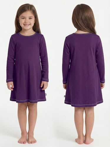 Image of City Threads Girls' 100% Cotton Long Sleeve Dress - Active Kids School, Playing, Parties - Made in USA