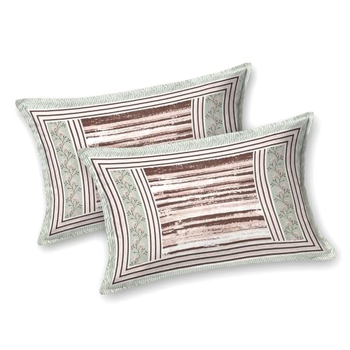 Image of Mafatlal Upvan King Size Cotton Bedsheet Set with Pillow Covers | 144 TC | 90 x 108 Inches | Smooth & Breathable Fabric | Elegant Jaipuri Print | Chocolate
