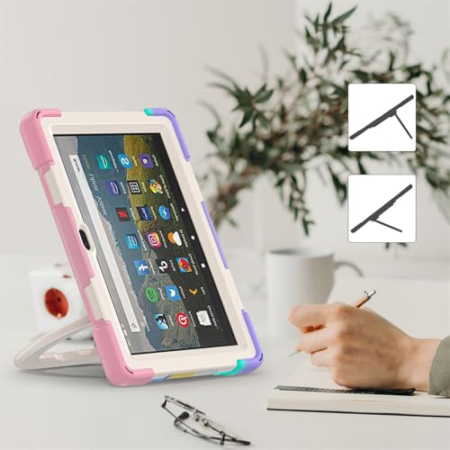 Protège tablette Fire HD 8 antichoc JZ anti casse avec sangle rose - 5