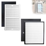 Dimensions : filtre HEPA C : 17 x 30 x 3,6 cm ; filtre HEPA D : 30 x 34 x 3,6 cm. Il est recommandé de remplacer les filtres à air tous les 6 à 12 mois pour une performance optimale ou 3 à 4 fois par an selon l'utilisation.