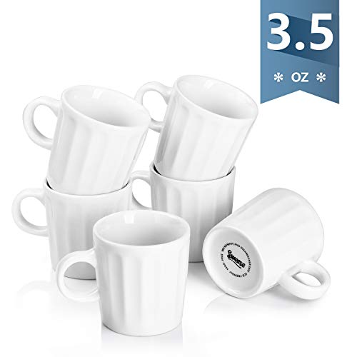 Sweese 410.001 Porcelain Fluted Espresso Cups - 3.5 Ounce - Set of 6