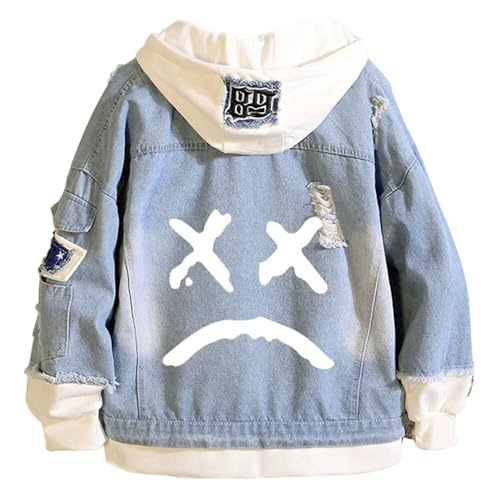 Image of KPOP Rapper Denim Jacket Jeans Love Printed Fashion Sport Hip Hop Hoodie