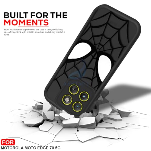 Image of AESTMO Back Case Cover for Moto Edge 70 5G Cover | Spidey Face Mask Design | Silicone Case | Full Body Protection | Camera Protection Back Cover for Moto Edge 70 5G (Black)