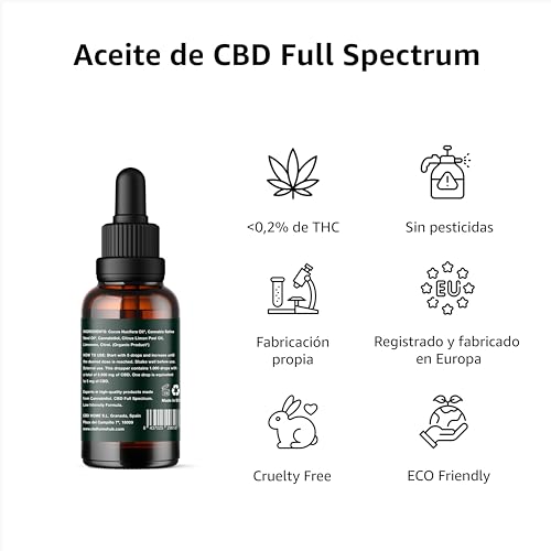 Cbd Home Oils - Olio Con Cbd Full Spectrum Al 10% - 50 Ml - Formula Con 5.000 Mg Di Cannabidiolo - Base Di Cocco E Semi Di Canapa Biologica - Formula Certificata - Con Omega 3-6-9 - Prodotto Ue - 3