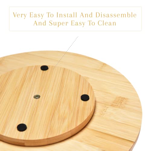 Bamboo Turntable Lazy Susan Rotating Spice Rack - 2 Tier Rotating Spice Rack, Lazy Susan Rotating for Kitchen, Spice Carousel for Cabinets and Pantry - Lazy Susan Turntable - 25.5 x 17.8 inches