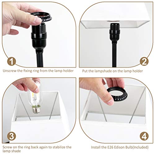 Focondot Touch Lamps,Dimmable Nightstand Lamps With Dual Usb Ports And 2 Edison Bulbs, Built-In 3- Prong And 2- Prong Ac Outlet Table Lamps For Bedroom, Living Room(2 Pack,White Trapezoid Shade) #TOP6