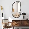 Asymmetrical Wood Mirror Irregular Wall Mirror Large Bathroom Mirror for Over Sink Rustic Black Wall Mounted Mirror for Living Room Bedroom Entryway Hallway