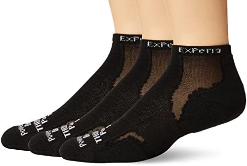Thorlo Women's Experia Micro-Mini Crew Sock 3 Pack, Black/Black, 10