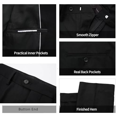 Mens Luxury 3 Pieces Suit Slim Fit Peaked Lapel with Gold Rhinestone Blazer Vest Pants Set for Prom,Party,Dinner4