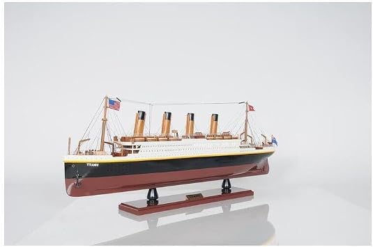 Maykoosh Titanic Model Ship with Lights - Wooden Lifeboats, Crane & Ladder - Red Cedar, Rosewood, Mahogany - 32" Display Piece