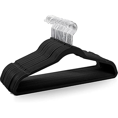 Cozymood Premium Velvet Hangers 20 Pack, Non-Slip Felt Hangers, Strong Clothes Hangers,Heavy Duty Velvet Coat Hangers, Sturdy Suit Hangers Space Saving, No Shed, 360 Rotating Hook Black Cover