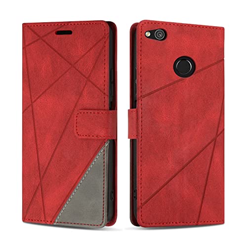SONWO Cover per Huawei P8 Lite 2017 Custodia, Flip Caso in PU Pelle Case Cover Premium Portafoglio Custodia per Huawei P8 Lite 2017, Supporto Stand, Slot per Schede, Rosso