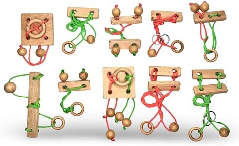 Mother Touch Toy Mystery Wooden String Puzzle Set | 10 + 1 Mystery ...
