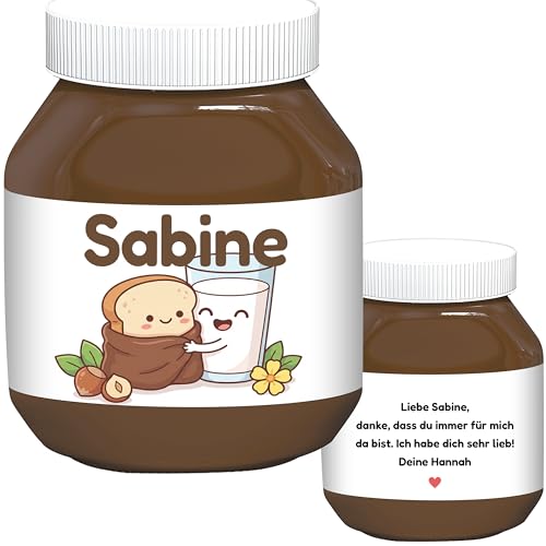 Schokoaufstrich Etiketten mit Namen personalisiert Aufkleber für z.B. Glas Nutella Geschenk zum Geburtstag | 2 Stück