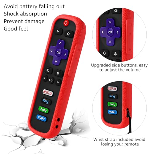Image of 2 Pack Silicone Remote Case for Roku TV, Compatible with Roku Brands, Red and Dark Blue