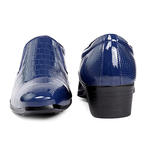 Image of BXXY Men's 2 inch Height Increasing Patent Material Casual Formal Moaccasion Slip-On Shoes with Pu Sole.