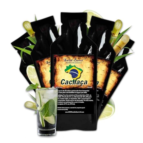 Brazilian Cachaca Rum Flavoring Essence (5 Pack) Liquor Flavor Refill Packets for Bootleg Kits & Barrel Aging, Swish Barrel Extract for Cocktails, Mixology & Moonshine Distilling 5x20ml (.65oz)