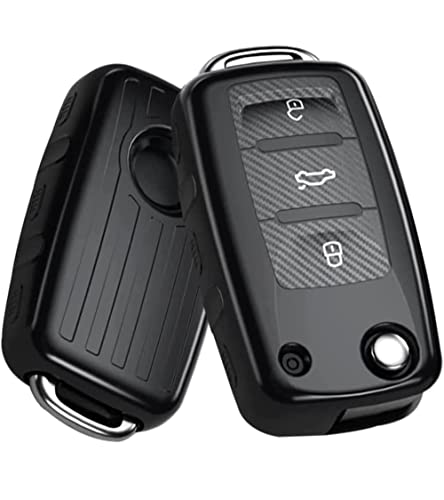 Gleamydot Funda Llave Seat Compatible para Llave Volkswagen VW Golf 4 5 6 Up Passat Accesorios Coche (Negro) Cover