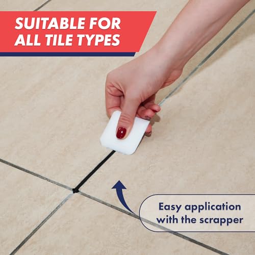 Image of Tile Grout, Repair Kit, Restore & Renew Tile Joints Line, Fast Drying Tile Grout Paint Squeeze Tube for Bathroom Shower Kitchen Floor, Waterproof (8.8 oz, Black)