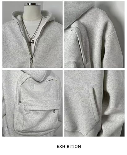 Creative Hoodie with Backpack, Unisex Hoodie Creative Travel Sweatshirt, Lightweight Zipper Backpack Sweatshirt2