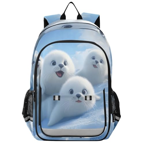 ALAZA White Cute Seal Kids Laptop Backpack 17 inch School Bookbag Back Pack Business Computer Bag Casual Daypack
