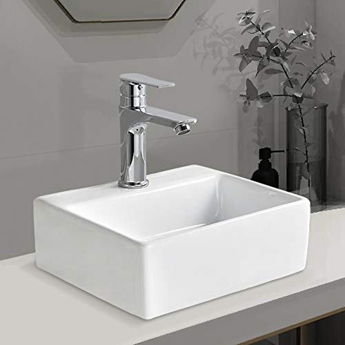 Évier de salle de bain à montage mural rectangulaire blanc 34 x 29 cm - 8