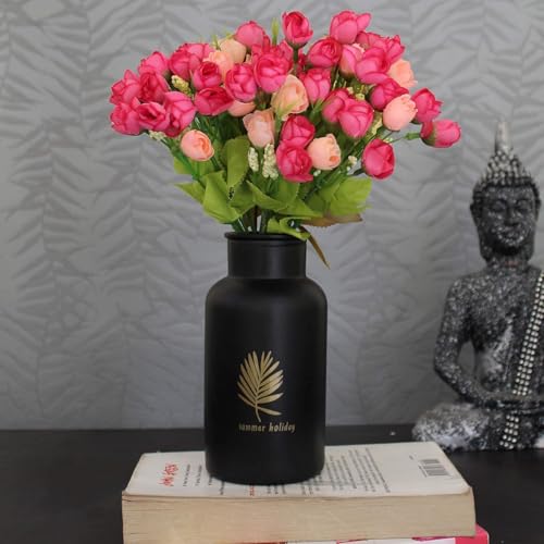 Image of TIED RIBBONS Polyester Set of 4 Mini Artificial Peony Flower Bunches Small (Pink) for Vase Pot Living Room Indoor Table Centerpiece Home Decor Wedding Decoration Party Events Gift Item